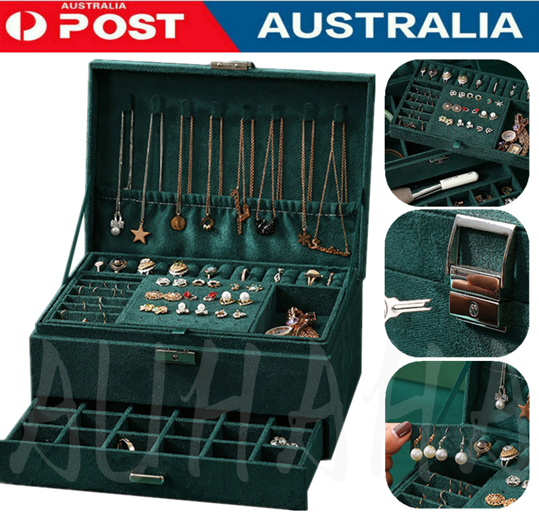 3Layer Jewelry Organizer Box Necklace Large Capacity Earring Display Holder Case