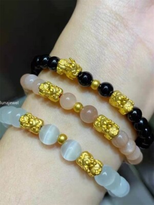 Pure 24K Yellow Gold 999 Dragon Pixiu Baby Men Women