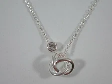 LINKS OF LONDON 925 STERLING SILVER w/ WHITE TOPAZ LOVE KNOT PENDANT NECKLACE