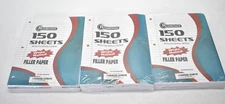 Lot of 9 Notebook Paper Wide Ruled 8" x 10-1/2" White Loose Leaf