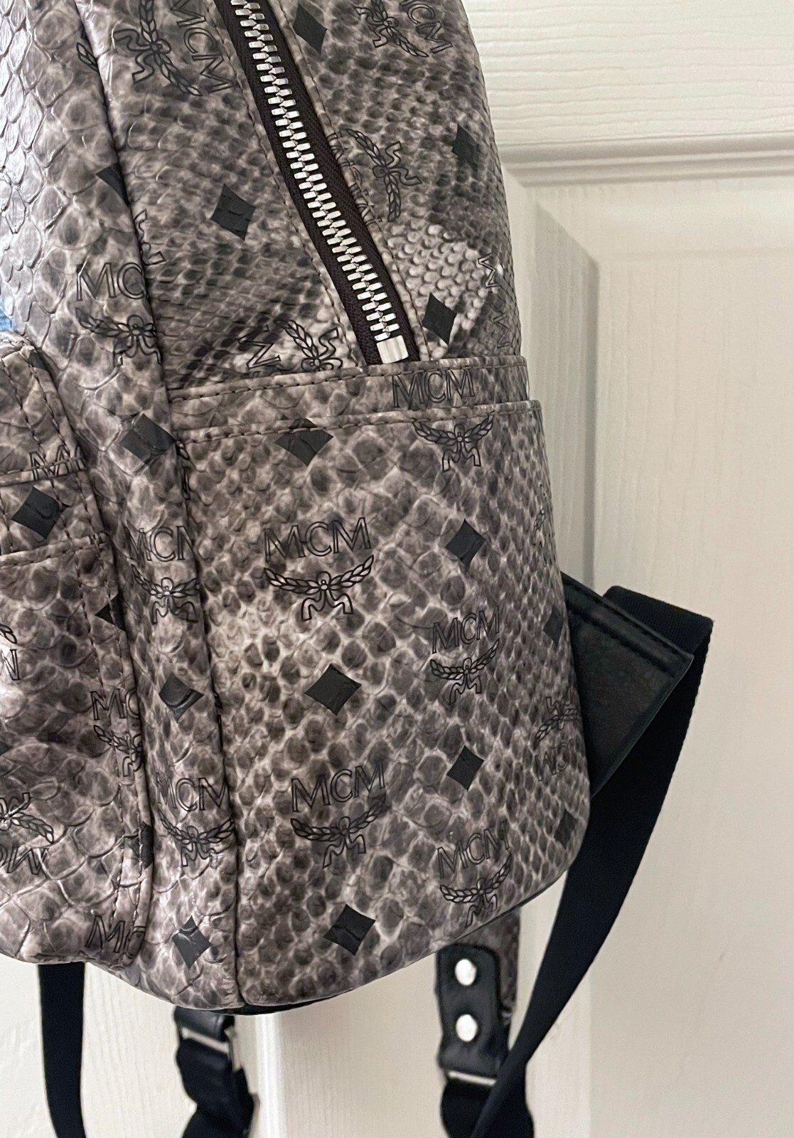 MCM GRAY PYTHON SNAKE BLACK DIAMOND PRINT MONOGRA… - image 5