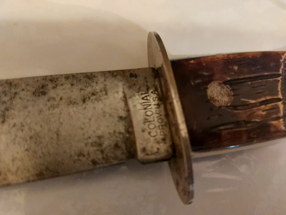 Cuchillo de caza Colonial Prov EE. UU. hoja fija ciervo buck mango de mago Foto 4 de 4