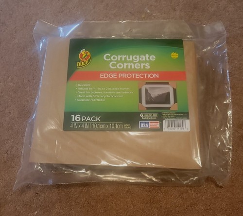Duck 4" x 4" Brown Corrugate Corners Edge Protection - 16 Ct - Brand New