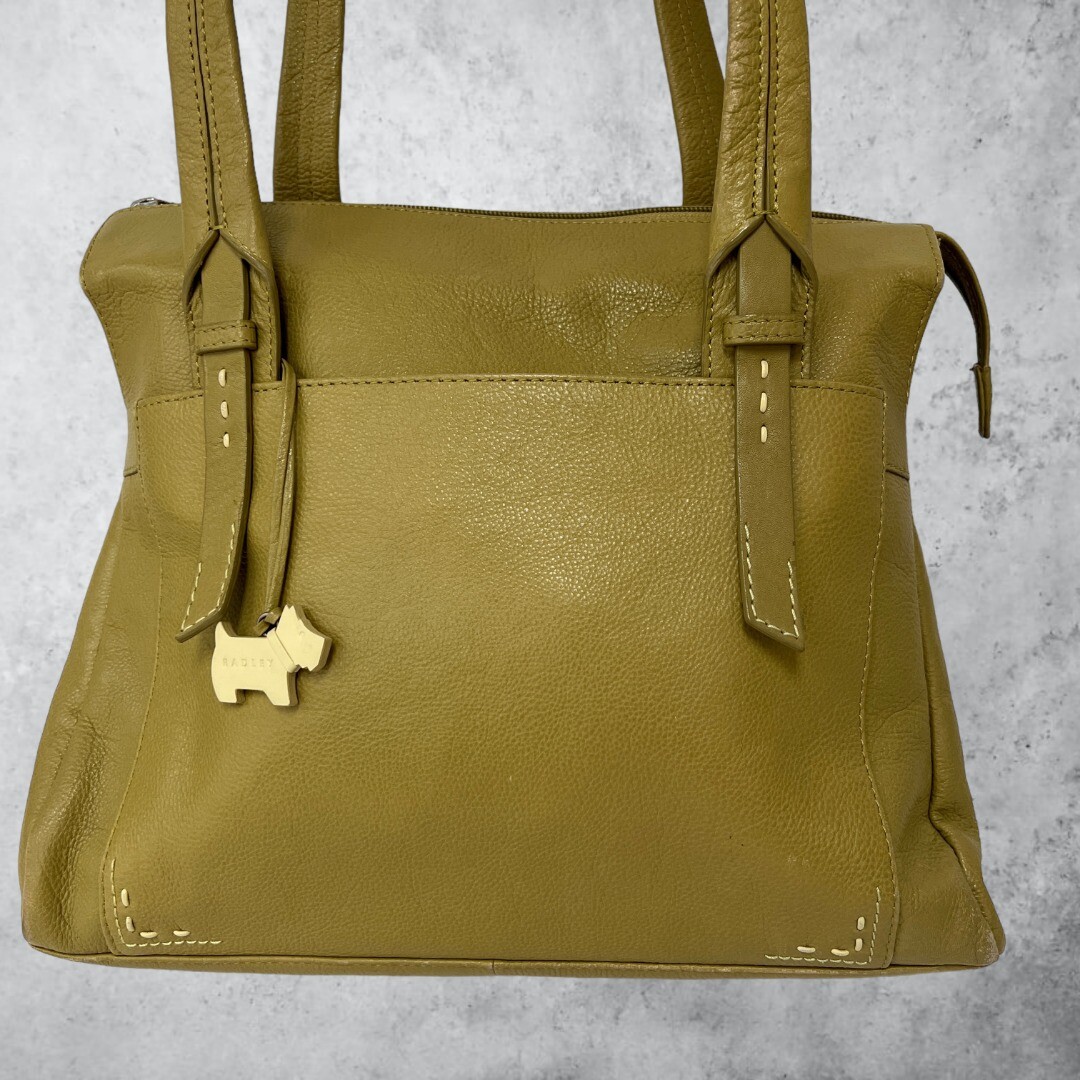 RADLEY Greenish Brown Genuine Leather Zip Top Shoulder Bag Handbag Z05