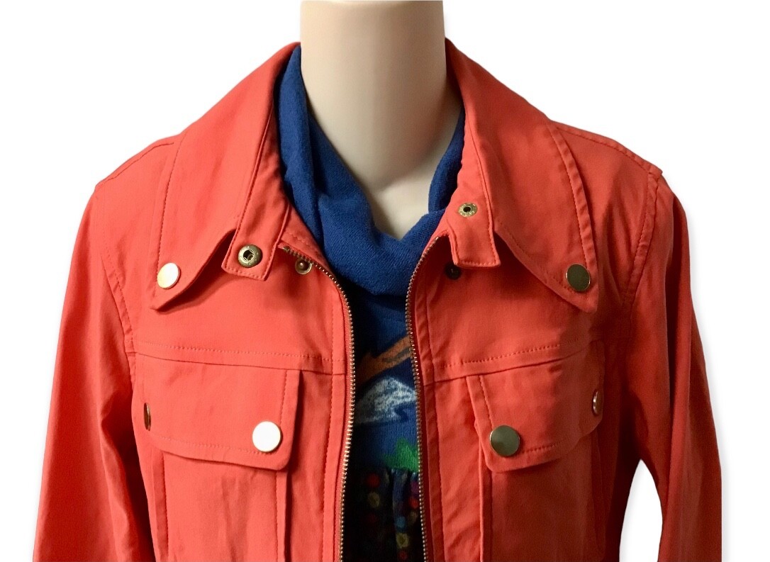 Ruby Rd Orange Rayon Stretch Collared Zip Front M… - image 3