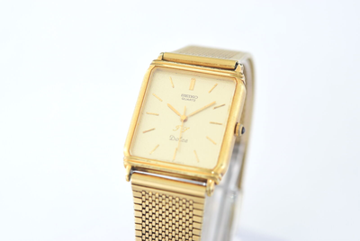 New Battery Vintage SEIKO Dolce 7731-5230 Gold Square Quartz Men's