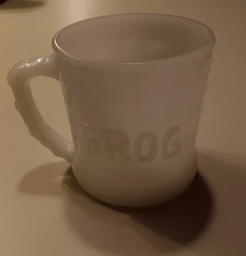 Fire King BC Comics Grog Milk Glass Mug Johnny Hart Caveman Coffee Cup FREE SHIP