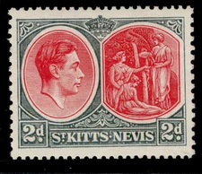 ST KITTS-NEVIS GVI SG71a, 2d carmine & deep grey, M MINT. Cat £55.