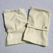 2 White Corduroy Valances Croscill 40" x 17" Brown Buttons