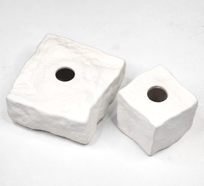 Global Views Portugal Modern White Square Pebble Rock Vase Set x2 Medium Small