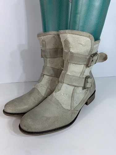 Boutique 9 Womens Boots Size 8M Distressed Buckles Suede Moto Zip Boots - Picture 4 of 10
