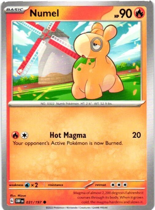2023 POKEMON TCG COMMON BASE CARD OBSIDIAN FLAMES NUMEL 031 2023 POKEMON TCG COMMON BASE CARD OBSIDIAN FLAMES NUMEL 031