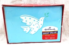 Hallmark Box Set of 16 Christmas Cards with Envelopes Blue with Dove