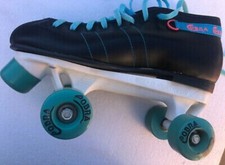 Vtg Cobra Roller Derby Skates Black Turquoise Urethane Wheels Size 7