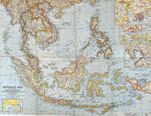 1961-5 May Vintage Original Map SE SOUTHEAST ASIA National Geographic Map (555) - Picture 2 of 6