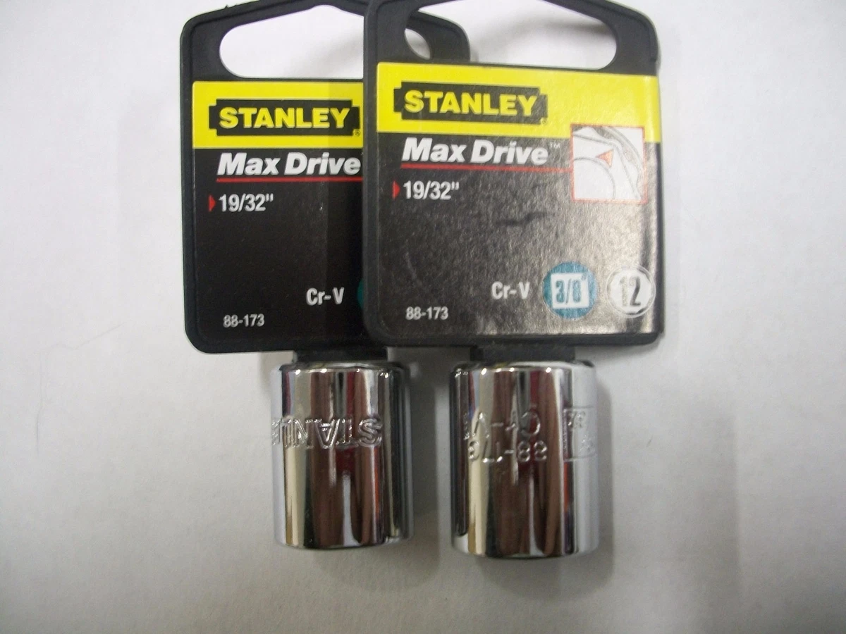 NEW STANLEY 3 8 in Drive 19 32 INCH MAX DRIVE 12 POINT SOCKETS TWO