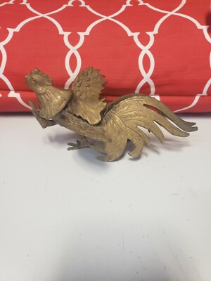 Mid century Vintage Brass Fighting Rooster Figurine Statue awesome!!