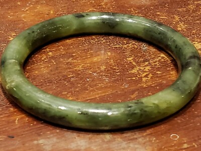 Antique 1970s Green Jadeite Jade Bangle Bracelet