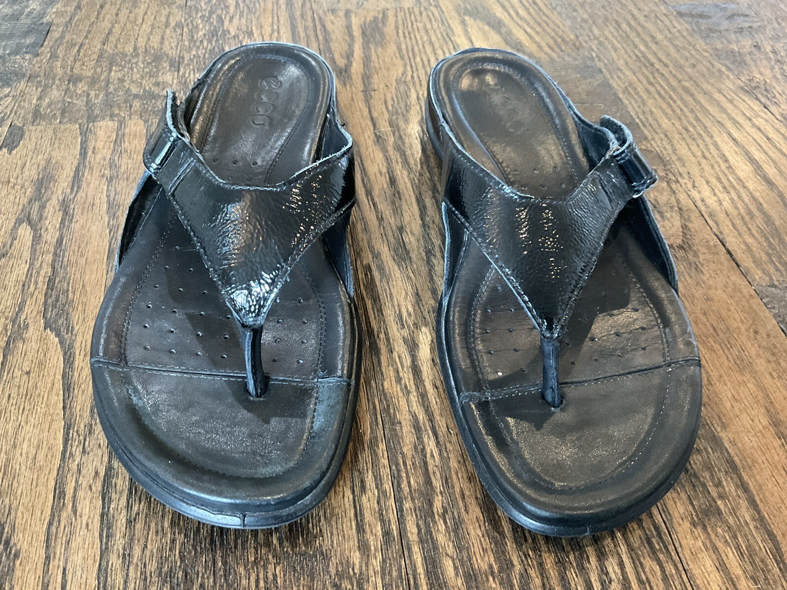 ecco black leather sandals