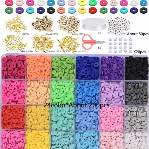 10000+ Pcs Clay Beads Bracelet Making Kit Round Flat Beads Polymer Clay Beads UK - Picture 15 of 18