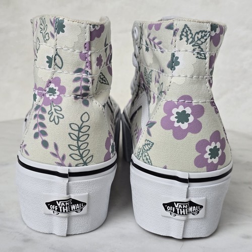 Vans Sk8-Hi Tapered Stackform Womens Sz 7 White Pastel Floral Platform Sneaker - Picture 12 of 18