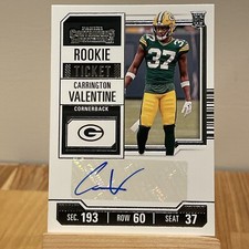 2023 PANINI CONTENDERS CARRINGTON VALENTINE RC ROOKIE TICKET AUTO PACKERS #174