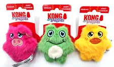 KONG Snuzzles Mini (3pk) Duck-Frog-Pig XS Squeaky Soft Plush Dog Toy 4"