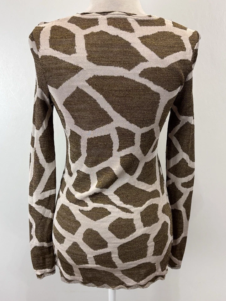 Emmanuel Ungaro Fine Knit Sweater Sz 40 US 6 Women’s Animal Giraffe Print Italy - Image 3 of 4