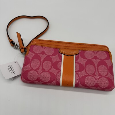 Coach Wristlet NEW w/tag Pink/Orange Double Zip Wallet Purse F51266