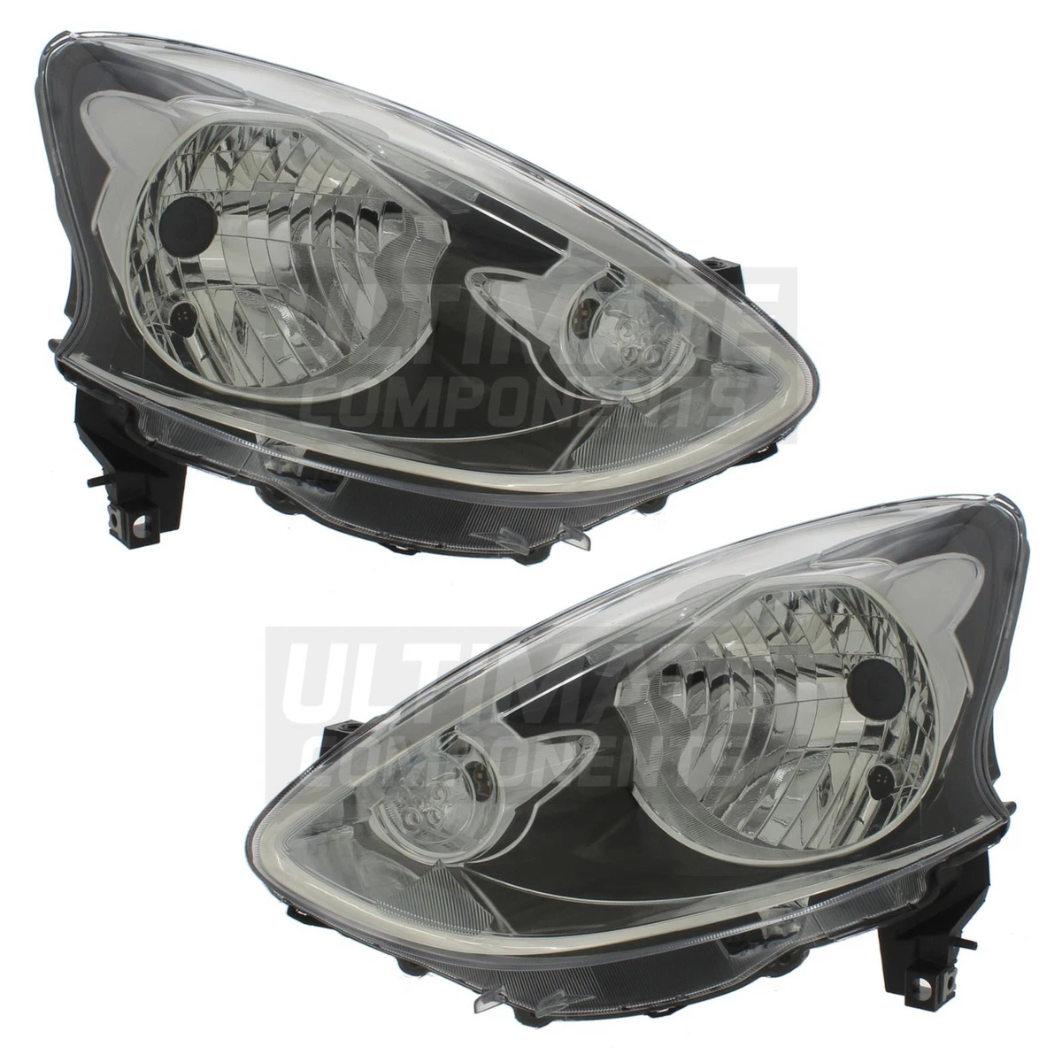 Faros Delanteros Para Nissan Micra K12 (2003-2005) - Kit Izquierdo + Derecho, Lente Cristalina, H4, Sin Bombillas