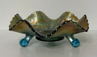 Vintage Fenton Carnival Glass Little Fishes 6” Bowl Scarce Color Celeste Blue