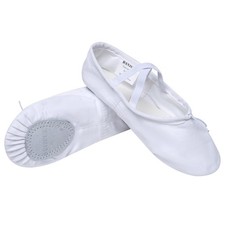 Danzcue Adult Canvas Split Sole Ballet Slippers Shoes 8, Canvas-white