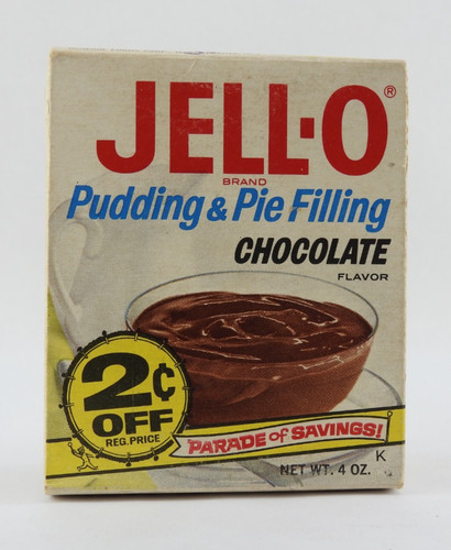 Vintage Jell O Chocolate Pudding Pie Filling Box General Foods Ephemera 1970s