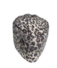 Dense Leopard Animal Print Cap Luxury Faux Fur Foldable Pillbox Kufi Style Hat