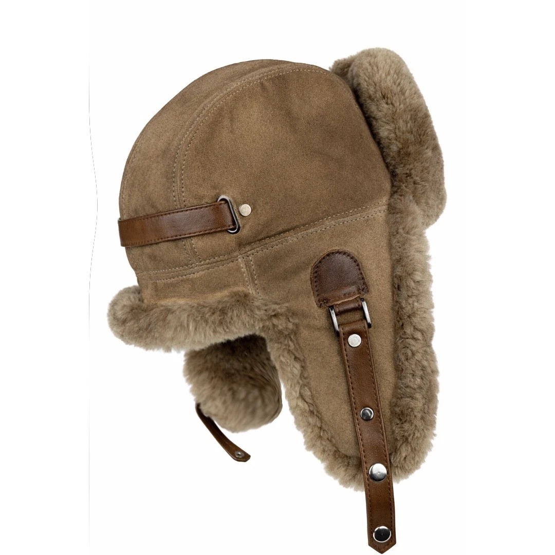 Genuine Shearling Leather Aviator Hat — Handmade Warm Winter Trapper Hat
Opens in a new window or ta