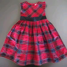 Hope & Henry Red Plaid Tartan Taffeta Holiday Party Dress Fully Lined Sz 6