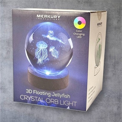 New 3D Floating Crystal Ball Jellyfish Galaxy Globe Lamp USB LED Night Light