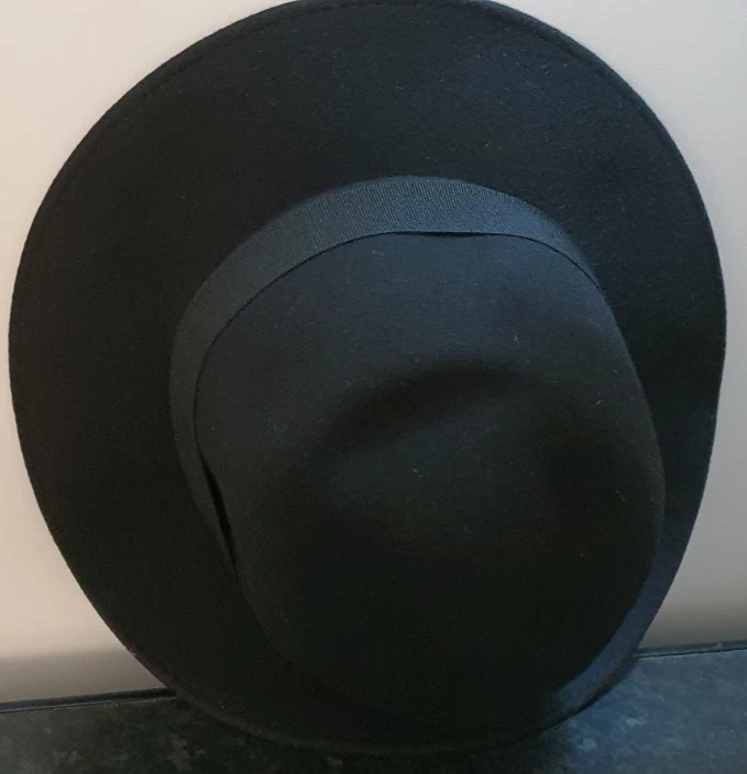 Sombrero Fedora REPLAY Fieltro Lana Negro Talla M/L 58.5cm Ala Ancha Trilby De Colección Nuevo - Imagen 4 de 4