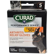 CURAD Arthritis Relief Compression Gloves Grey Unisex Hand Support 1-Pair