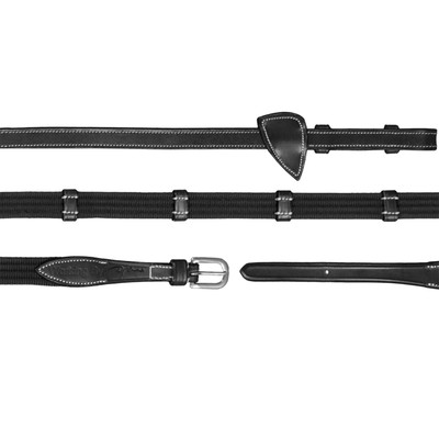 Dy´on Schwarz Full Zügel 5/8 Gurtzügel mit 9 Lederstegen Working Collection