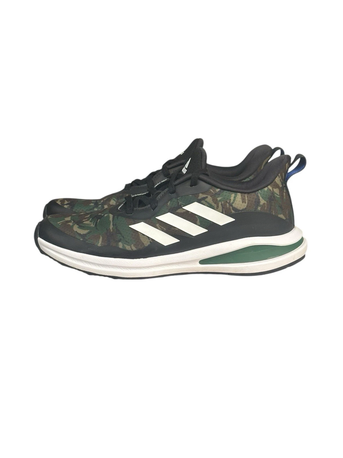 Scarpe da corsa Adidas FortaRun basse verdi mimetiche taglia 7 sneakers ragazzo