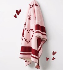 Victoria's Secret Valentine's Day Edition Cozy Plush Blanket Pink Red Hearts New