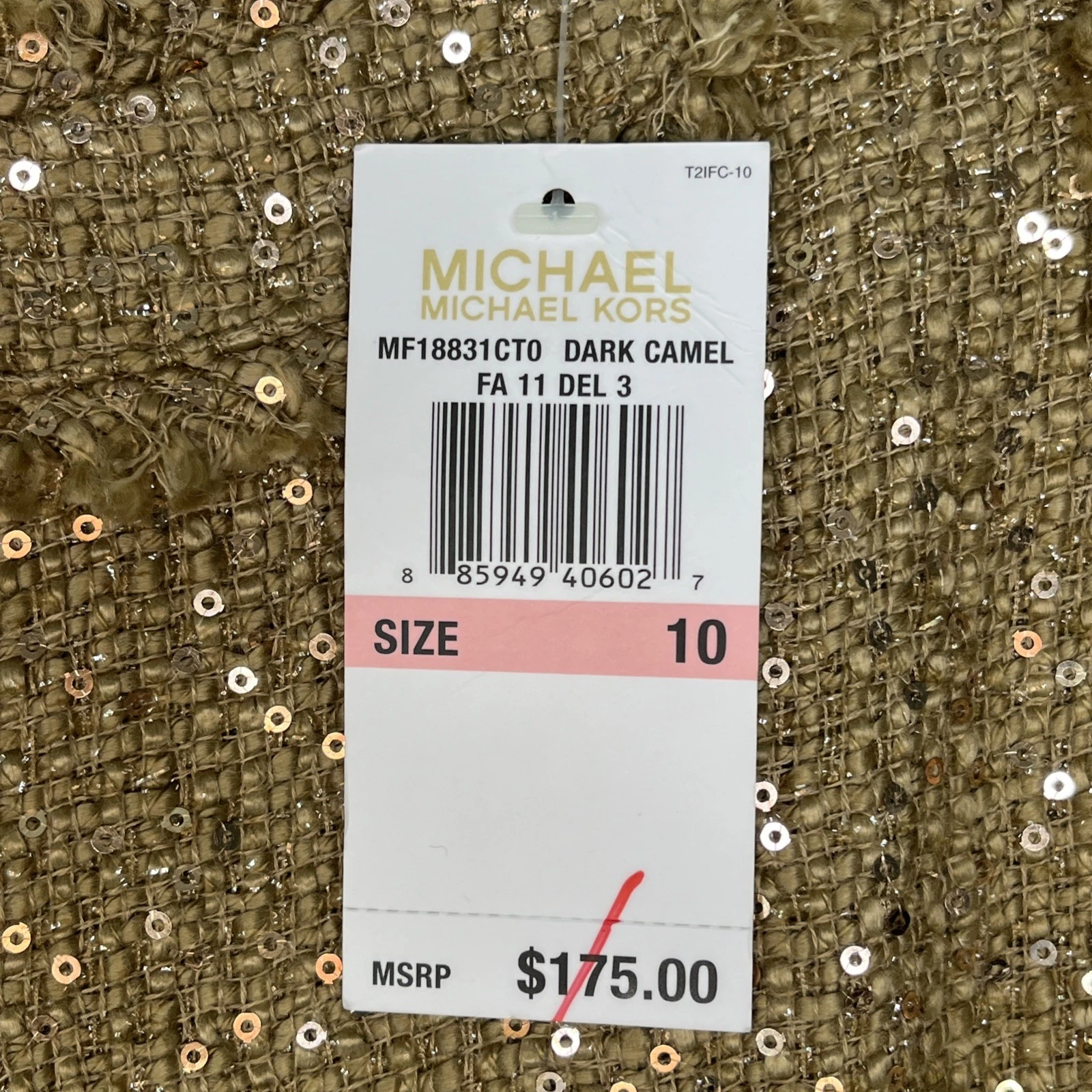 Abito Michael Kors Shimmer G tweed frange senza maniche completamente foderato nuovo taglia 10