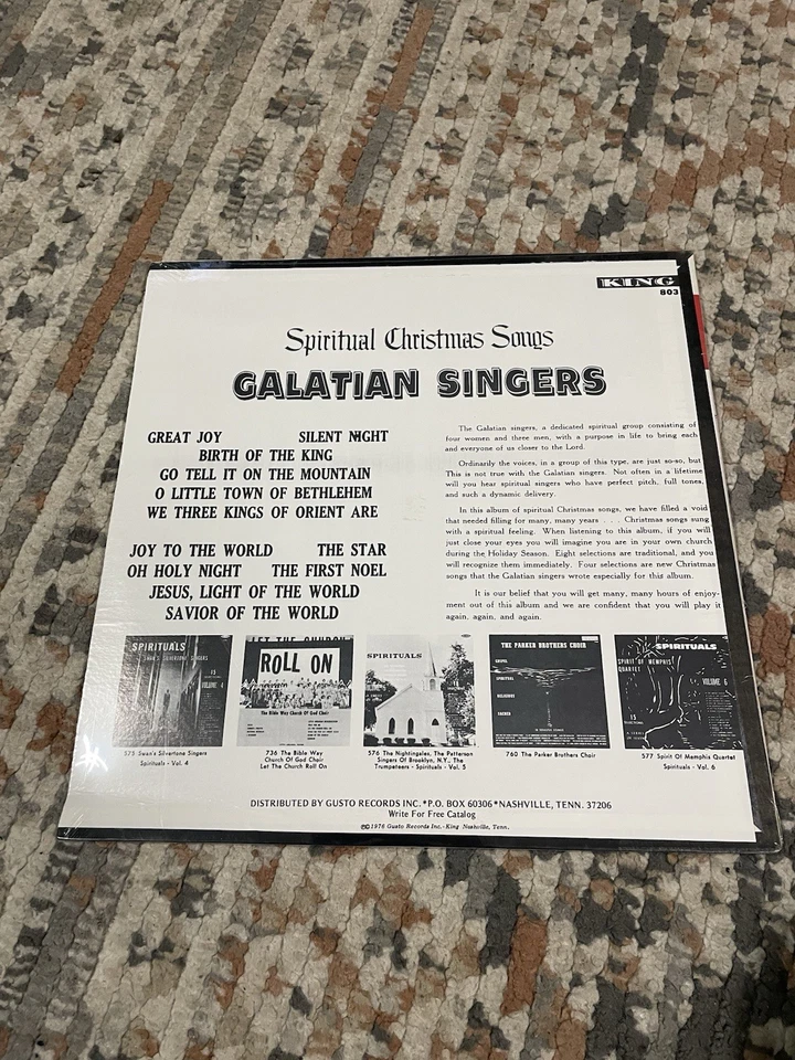 THE GALATIAN SINGERS KING LABEL LP SPIRITUAL CHRISTMAS SONGS NEW AND SEALED UP - Image 2 of 2