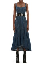 Alexander McQueen High-Low Denim Dress, size 40