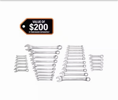 #ad Husky SAE and Metric Combination Wrench Set with Tray 32 Piece $50.00