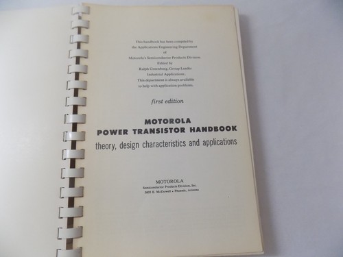 Manuel transistor de puissance Motorola vintage 1960 avec index - 1ère édition - Photo 2/5