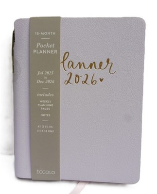 Eccolo Taschen- Wochenplaner 2025/2026 18 Monate 11x14 cm mit Kuli - FLIEDER