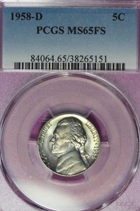 1958 D PCGS MS65FS JEFFERSON NICKEL #B52432