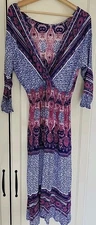 Free People Dress Midi Maxi Small Purple Open Back 3/4 Sleeve Boho Beachy Artsy